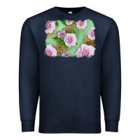 Navy Pink Roses Background Premium Sweatshirt - LillyAllenDesigns