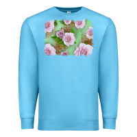 Ocean Blue Pink Roses Background Premium Sweatshirt - LillyAllenDesigns