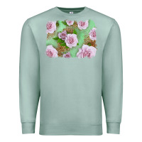 Seafoam Pink Roses Background Premium Sweatshirt - LillyAllenDesigns
