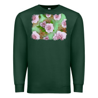 Sports Green Pink Roses Background Premium Sweatshirt - LillyAllenDesigns