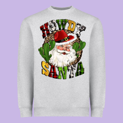 Howdy Santa Western Cactus Christmas Heavyweight Sweatshirt Designed By Cowgirlartshop