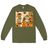 Army Green Fall Hay There Pumpkin Long Sleeve Tee - texasbilliewilder