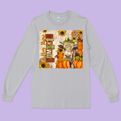 Fall Hay There Pumpkin Long Sleeve Tee Designed By Texasbilliewilder