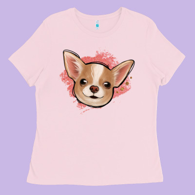 Chihuahua Pink Glitter Ladies Tee Designed By Jasminsmagicworld
