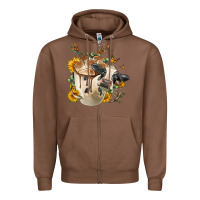 Chestnut Black And White Cow Coffee cup Zipper Hoodie - FaDigitalArtStudio