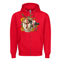 Red Black And White Cow Coffee cup Zipper Hoodie - FaDigitalArtStudio