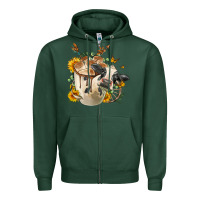 Sports Green Black And White Cow Coffee cup Zipper Hoodie - FaDigitalArtStudio
