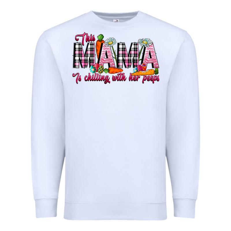 This Mama Is Chilling With Her Peeps Premium Sweatshirt by CowhideDigitalArt | Teevron
