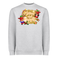 Heather Grey merry and bright gnome Heavyweight Sweatshirt - CowGirlArtShop
