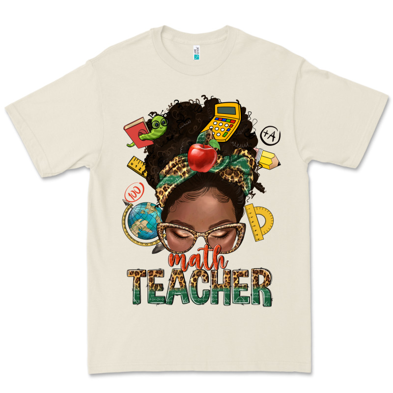 Math Teacher Life Afro Messy Bun Premium Tee by NancyCooperArtShop | Teevron