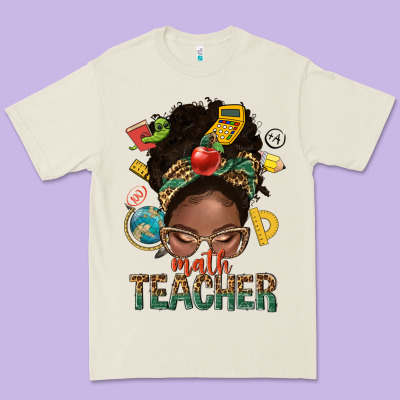 Math Teacher Life Afro Messy Bun Premium Tee Designed By Nancycooperartshop