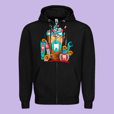 Dentist Cold Drink Frappe Zipper Hoodie Designed By Fadigitalartstudio
