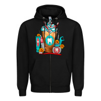 Black Dentist Cold Drink Frappe Zipper Hoodie - FaDigitalArtStudio