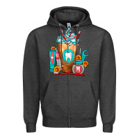 Charcoal Heather Dentist Cold Drink Frappe Zipper Hoodie - FaDigitalArtStudio