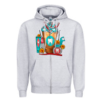 Heather Grey Dentist Cold Drink Frappe Zipper Hoodie - FaDigitalArtStudio