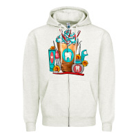 Oatmeal Heather Dentist Cold Drink Frappe Zipper Hoodie - FaDigitalArtStudio
