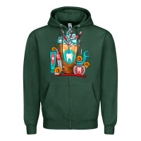 Sports Green Dentist Cold Drink Frappe Zipper Hoodie - FaDigitalArtStudio