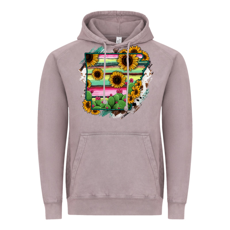 Arkansas Map Sunflower Cactus Serape Vintage Hoodie by RanaPortraitStore | Teevron
