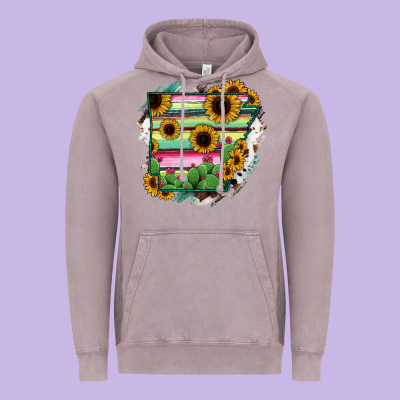 Arkansas Map Sunflower Cactus Serape Vintage Hoodie Designed By Ranaportraitstore