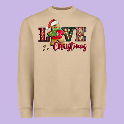 Love Christmas Gingerbread Heavyweight Sweatshirt Designed By Cowgirlartshop
