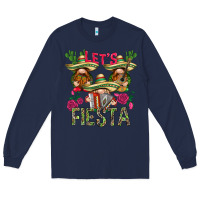 Navy Let's Fiesta with gnomes Long Sleeve Tee - NancyCooperArtShop