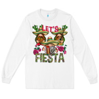 White Let's Fiesta with gnomes Long Sleeve Tee - NancyCooperArtShop
