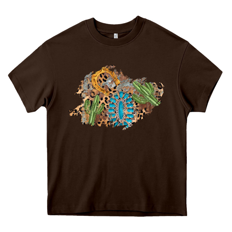 Horseshoe Leopard Gemstone Cactus Patch Heavy Core Tee by AdoDesignShop | Teevron