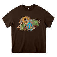 Chocolate Brown horseshoe leopard gemstone cactus patch Heavy Core Tee - AdoDesignShop