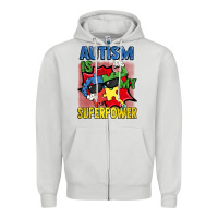 Dove Grey Autism is my superpower Autism Awareness Day Zipper Hoodie - FaDigitalArtStudio