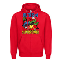 Red Autism is my superpower Autism Awareness Day Zipper Hoodie - FaDigitalArtStudio