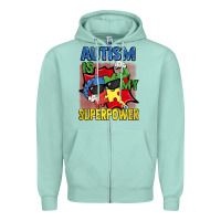 Seafoam Autism is my superpower Autism Awareness Day Zipper Hoodie - FaDigitalArtStudio