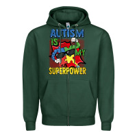 Sports Green Autism is my superpower Autism Awareness Day Zipper Hoodie - FaDigitalArtStudio