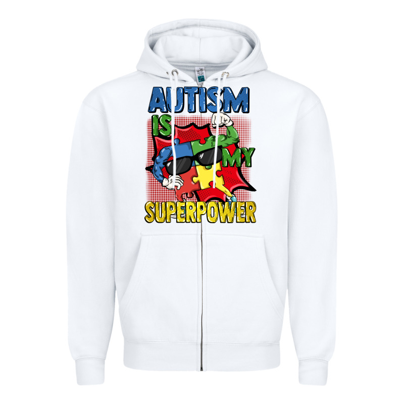 Autism Is My Superpower Autism Awareness Day Zipper Hoodie by FaDigitalArtStudio | Teevron