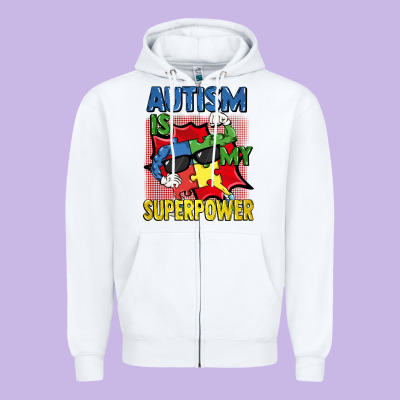 Autism Is My Superpower Autism Awareness Day Zipper Hoodie Designed By Fadigitalartstudio