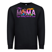 Black This Mama is chilling with her Premium Sweatshirt - CowhideDigitalArt