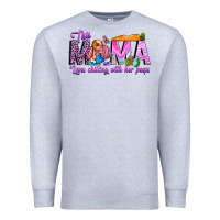 Heather Grey This Mama is chilling with her Premium Sweatshirt - CowhideDigitalArt