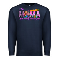 Navy This Mama is chilling with her Premium Sweatshirt - CowhideDigitalArt