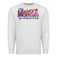 Oatmeal Heather This Mama is chilling with her Premium Sweatshirt - CowhideDigitalArt