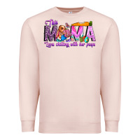 Pale Pink This Mama is chilling with her Premium Sweatshirt - CowhideDigitalArt