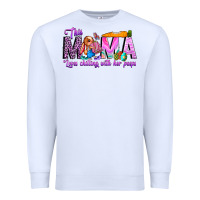 White This Mama is chilling with her Premium Sweatshirt - CowhideDigitalArt