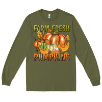 Army Green Farm Fresh Pumpkins Long Sleeve Tee - texasbilliewilder