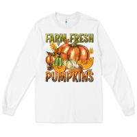 White Farm Fresh Pumpkins Long Sleeve Tee - texasbilliewilder