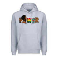 Heather Grey Power Juneteenth Premium Hoodie - FaDigitalArtStudio