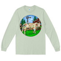Matcha Christmas Charolais Bull And Barnyard Long Sleeve Tee - RanaPortraitStore