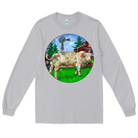 Moon Dust Christmas Charolais Bull And Barnyard Long Sleeve Tee - RanaPortraitStore