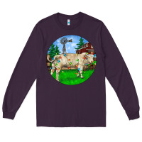 Plum Christmas Charolais Bull And Barnyard Long Sleeve Tee - RanaPortraitStore