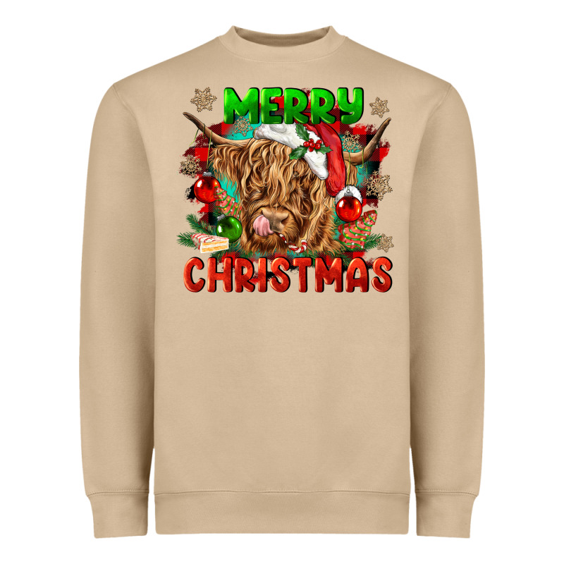 Merry Christmas Cow Heavyweight Sweatshirt by CowGirlArtShop | Teevron