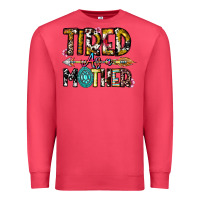 Cardinal Tired As a Mother Premium Sweatshirt - CowhideDigitalArt