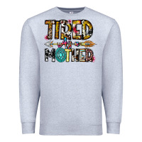 Heather Grey Tired As a Mother Premium Sweatshirt - CowhideDigitalArt