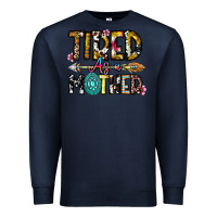 Navy Tired As a Mother Premium Sweatshirt - CowhideDigitalArt